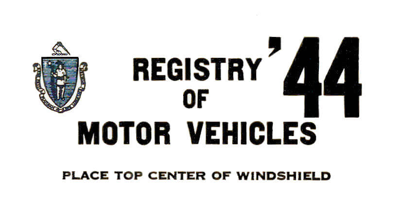 (image for) 1944 Massachusetts REGISTRATION Sticker